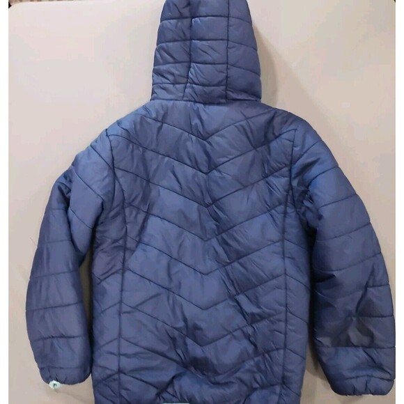 Eddie Bauer Puffer Coat Large (Size 14/16) Girls Reversible Blue Teal Logo *read - Picture 7 of 9